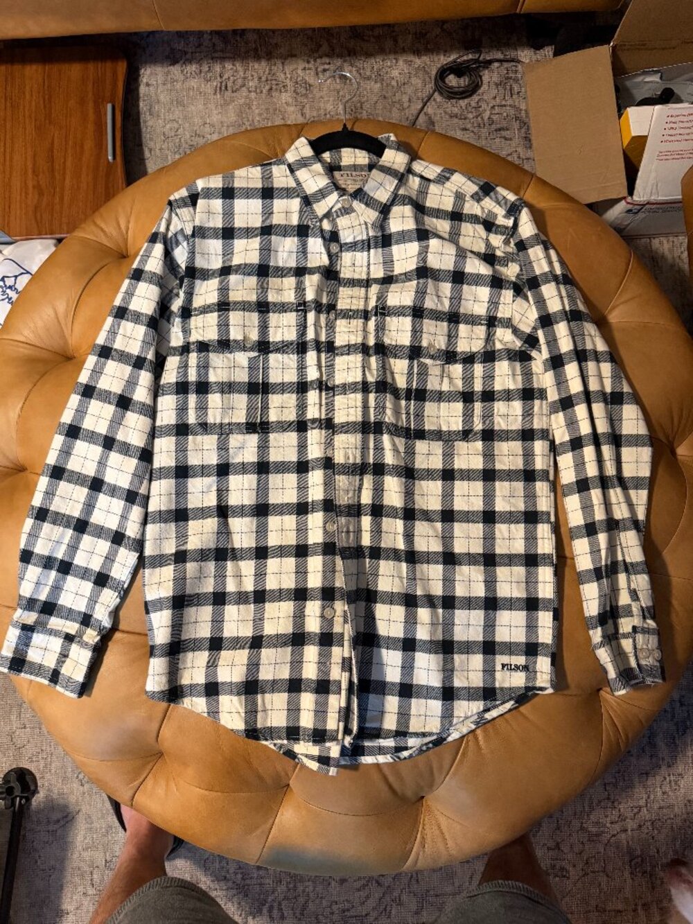 Filson Alaskan Guide Shirt Small — Black/Cream